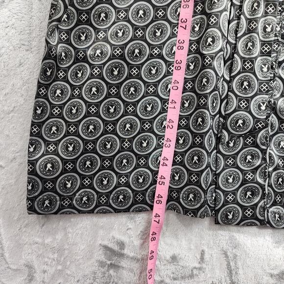 Vintage 90s Playboy Robe Mens Regular One Size Gray Satin Kimono All Over Logo - Picture 8 of 10